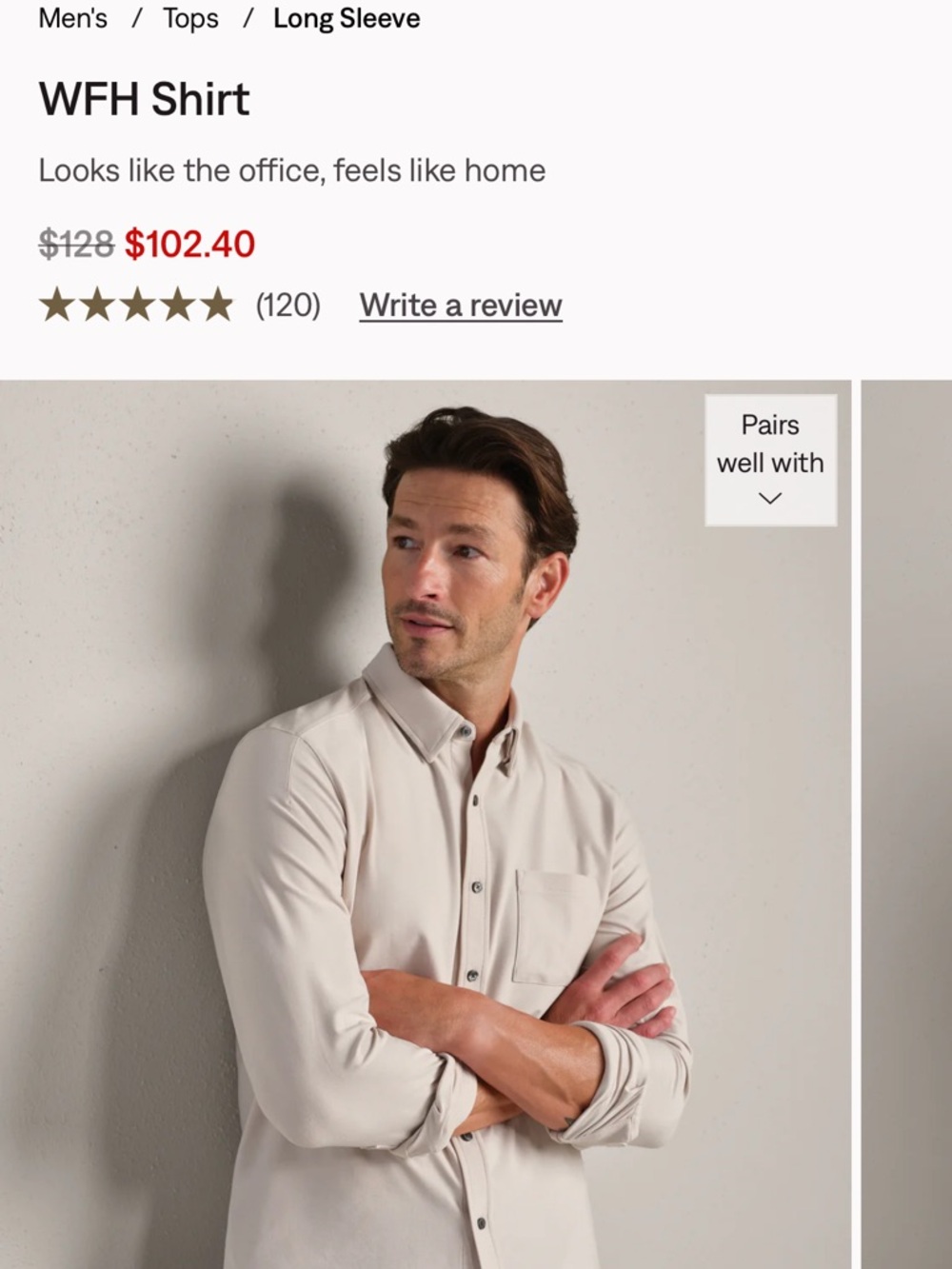 RHONE Men's Button-Down Shirt in Light Cream